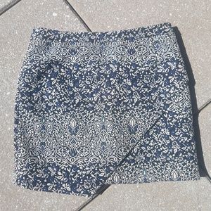 H&M Embroidered Mini Skirt Blue Black Sz 12